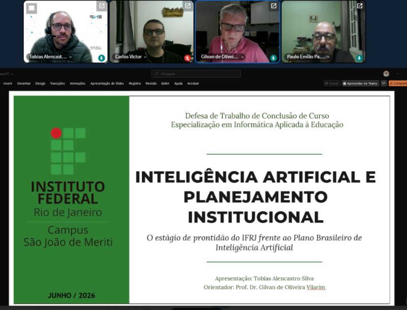 Defesa do TCC da Especialização em Informática Aplicada à Educação no IFRJ, junho de 2026